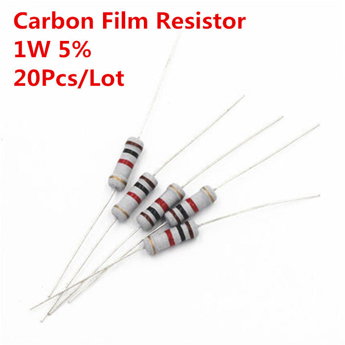 20Pcs 1W 0.25W Carbon Film Resistor ±5% 1K-1M 2M 2.2M 3M 3.3M 4.7M 10M