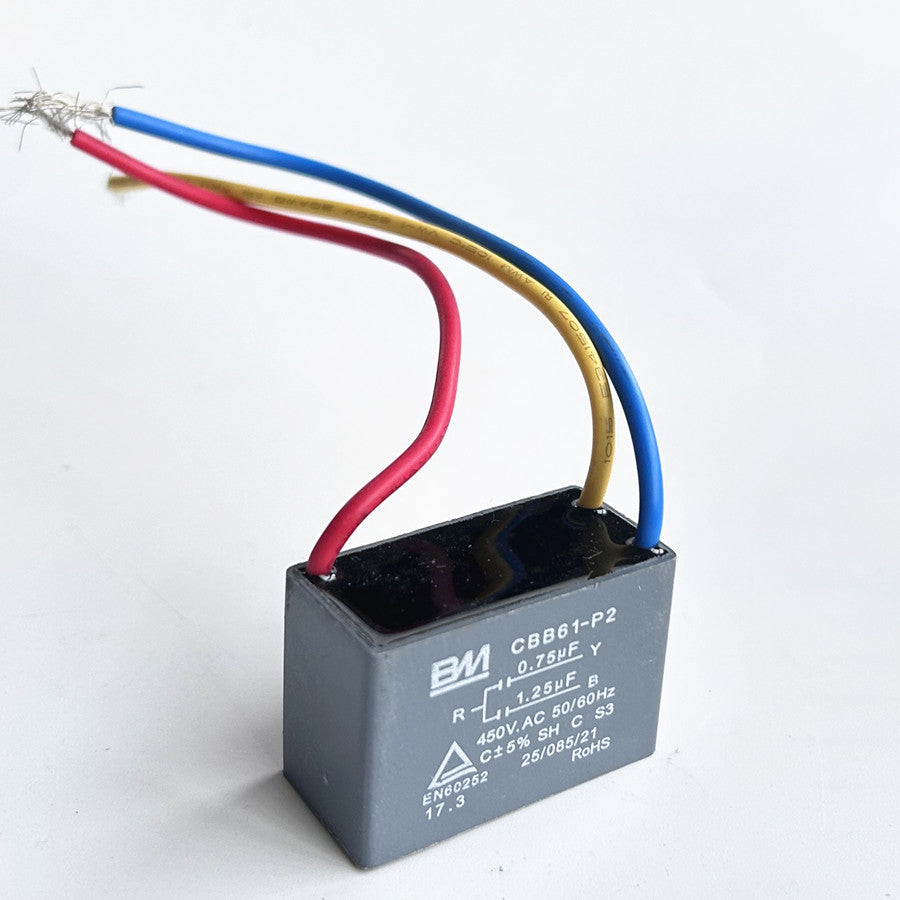 free shipping CBB61 motor fan start capacitor 3 wire, 0.75uf+1.25uf，450V ± 5% 85 degree
