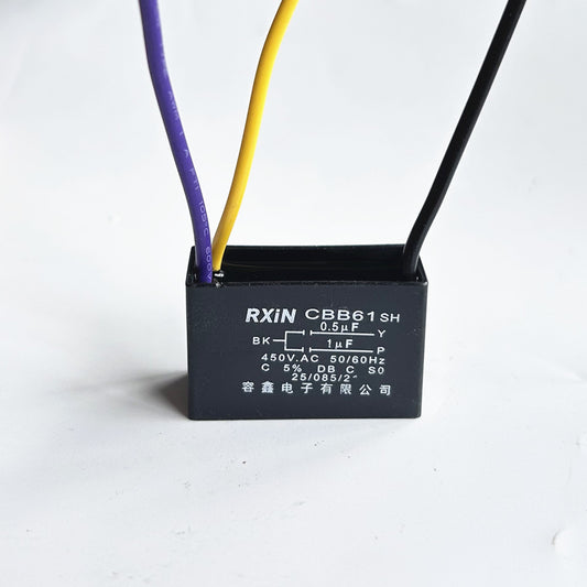free shipping CBB61 motor fan start capacitor 3 wire, 0.5uf+1uf，450V ± 5% 85 degree