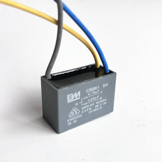 free shipping CBB61 motor fan start capacitor 3 wire, 0.75uf+1.25uf，450V ± 5% 85 degree