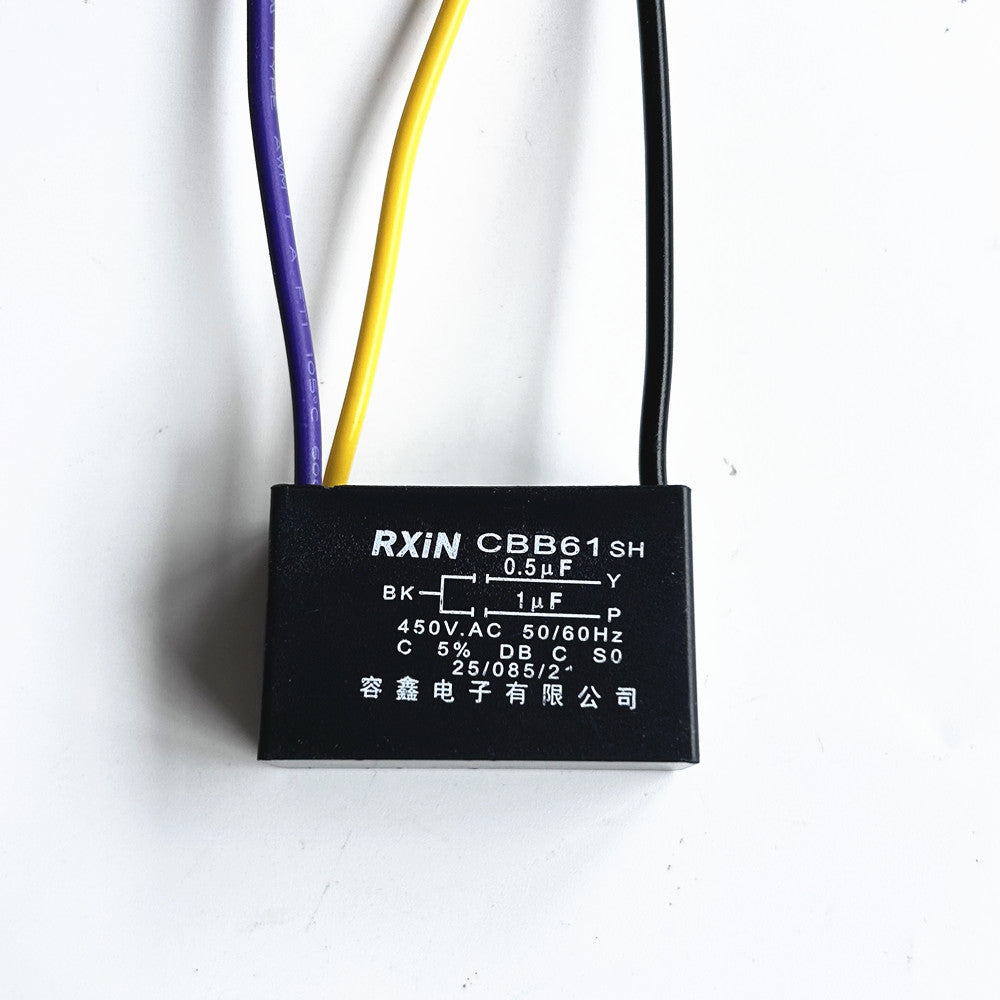 free shipping CBB61 motor fan start capacitor 3 wire, 0.5uf+1uf，450V ± 5% 85 degree