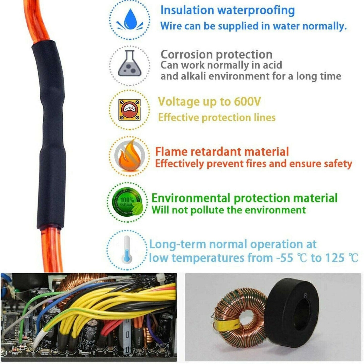 Black Heat Shrink Tubing Tube Dual Wall 3:1 Marine Adhesive Glue Lined Waterproof